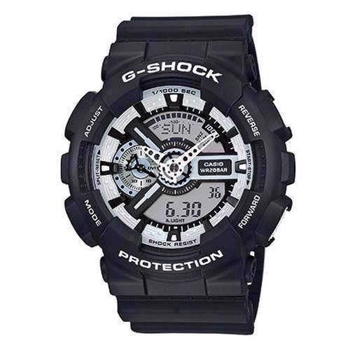 Image of G-Shock sort resin med stål quartz multifunktion (5146) Herre ur fra Casio, GA-110BW-1AER